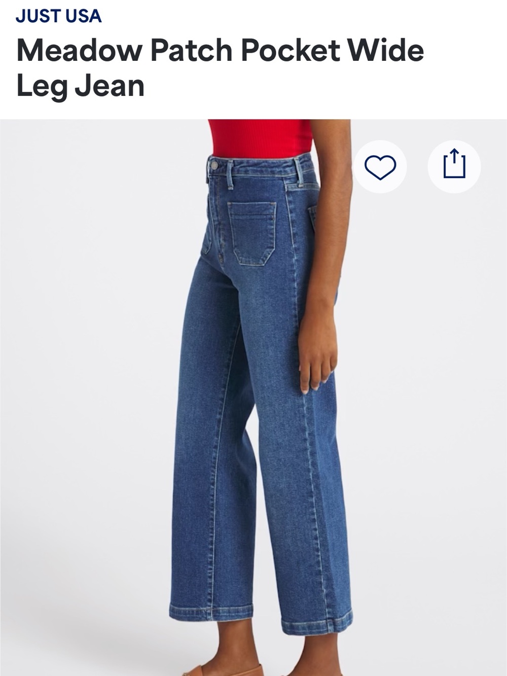 Just USA Blue Wide-Leg Meadow Patch Pocket Jeans